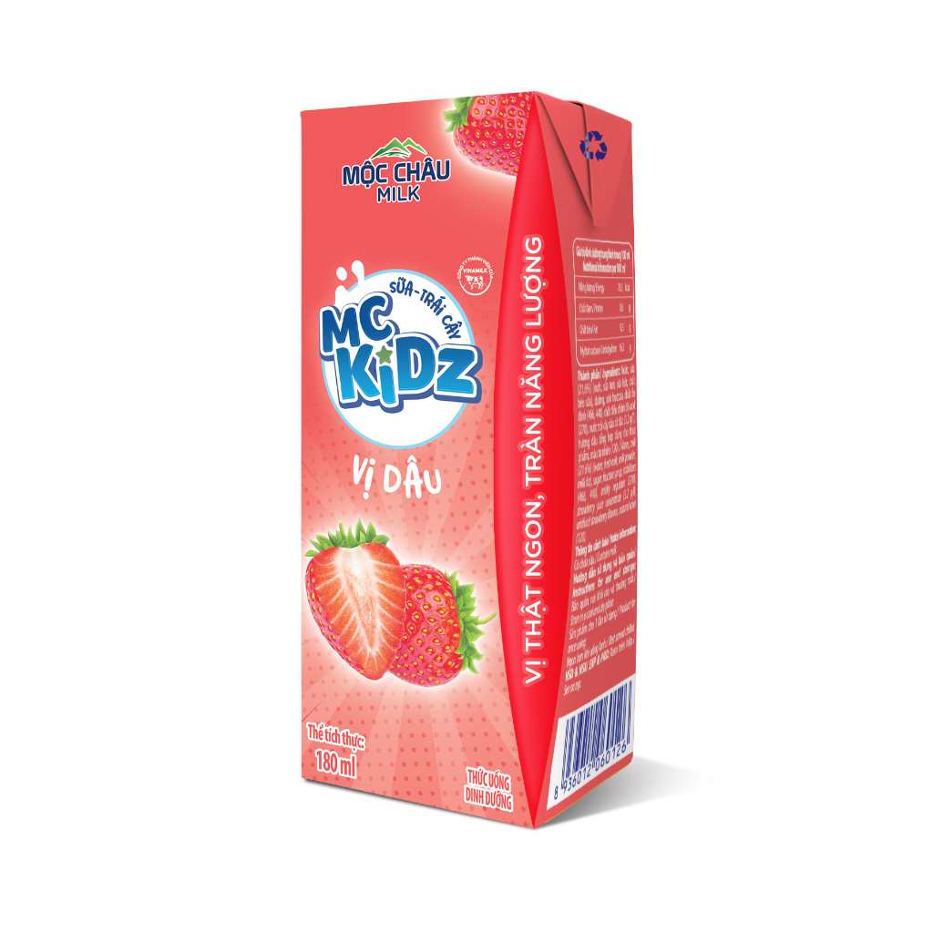 Lốc 4 hộp Sữa trái cây MC Kidz Vị Dâu 180ml