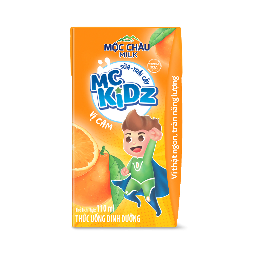 Lốc 4 hộp Sữa Trái cây MC Kidz Vị Cam 110ml