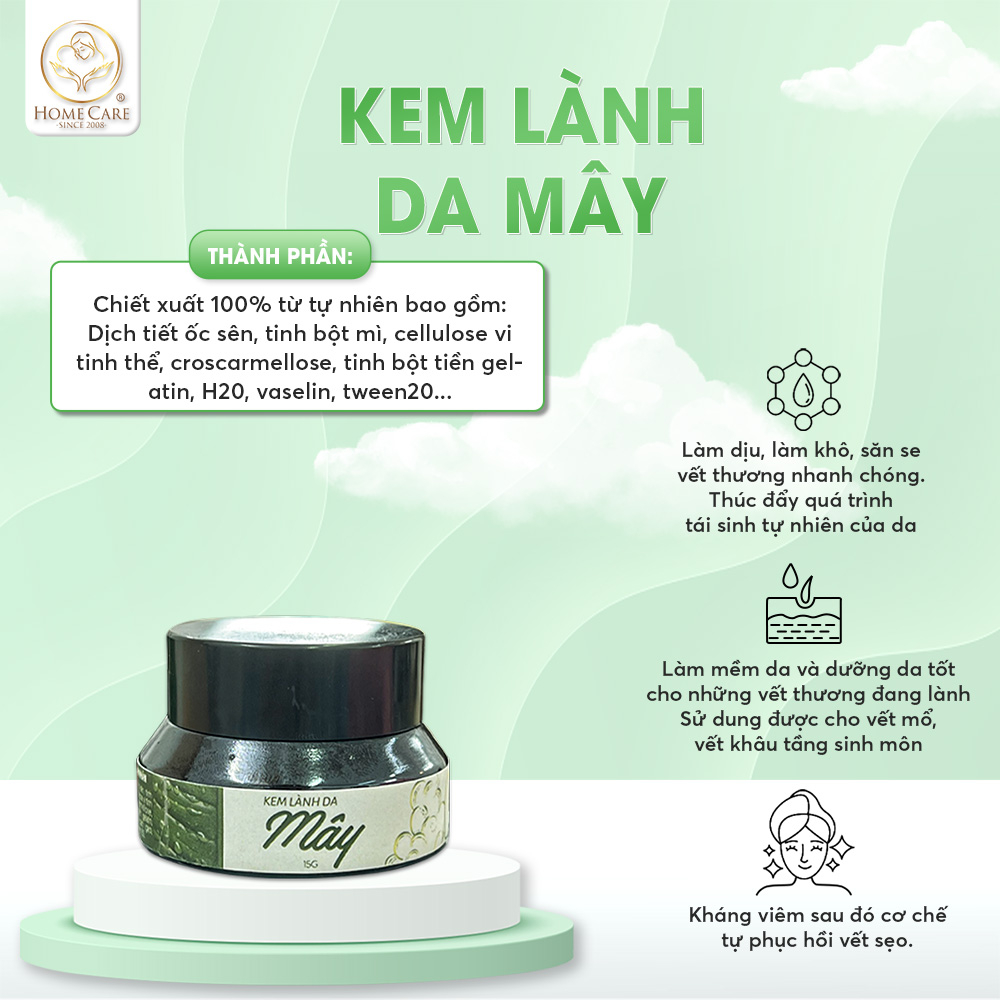 Kem lành da Mây Home Care hỗ trợ mau lành các vết thương 15g