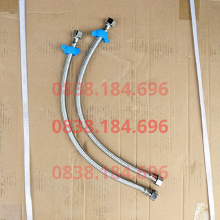 Dây Cấp Nước Nóng Lạnh Inox 304 hai đầu Ren 21, Dây cao cấp màu bạc và sọc đỏ,cấp nước lavabo, bồn cầu, bình nóng lạnh