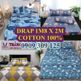 Drap cotton 100% , ga trải giường 1m8 x 2m (4 món) cotton 100%  (ảnh thật)