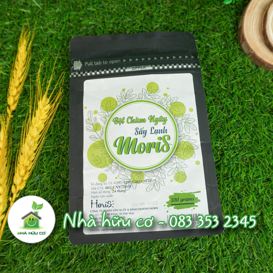 Bột lá chùm ngây sấy lạnh MORIS 100g/50g - Date: 6/4/2025 - Nhà hữu cơ