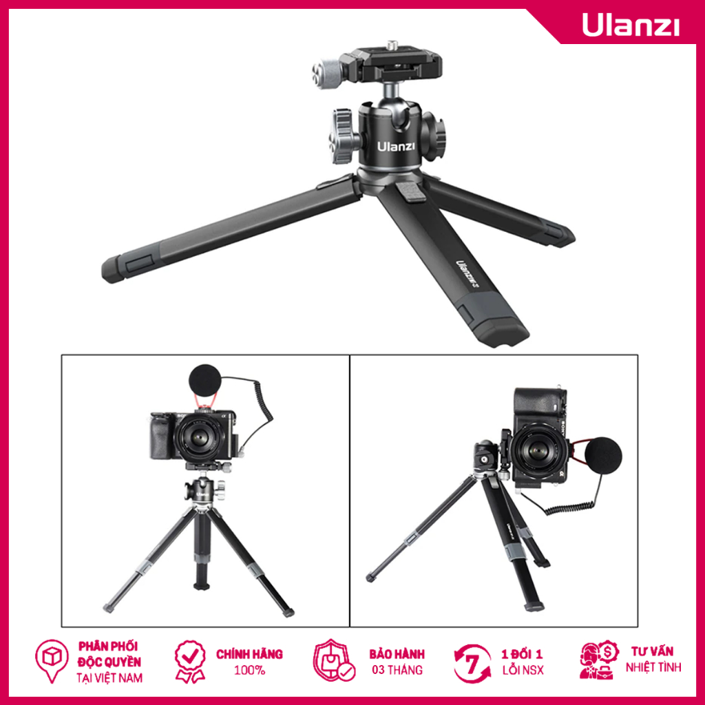 ULANZI MT-24 - Chân Tripod Kim Loại Tích Hợp Ballhead Xoay 360°
