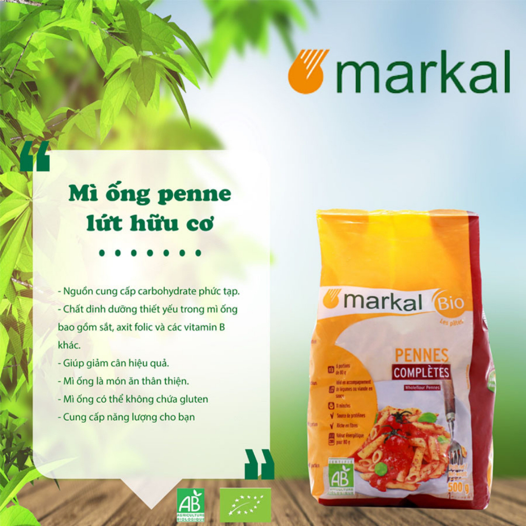 Nui mì hữu cơ organic pasta Markal 500g nhập khẩu Pháp