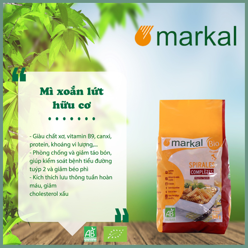 Nui mì hữu cơ organic pasta Markal 500g nhập khẩu Pháp