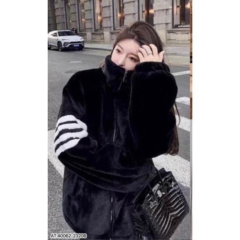 Áo khoác lông cừu mùa đông 4 sọc tay dày đẹp ấm áp, áo khoác lông nam nữ ulzzang unisex cổ trụ