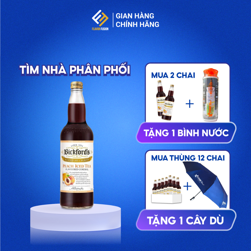 Siro Cốt Trà Đào Bickford's | Thể Tích Khủng 750ml | Nhập Úc!