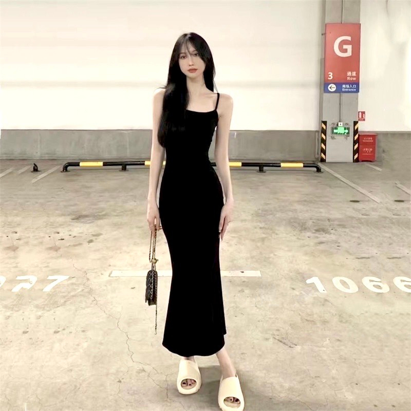 Đầm Maxi Body Dáng Dài Đuôi Cá Len Tăm, Váy Body Nữ 2 Dây Sexy Len Tăm - Sunny House