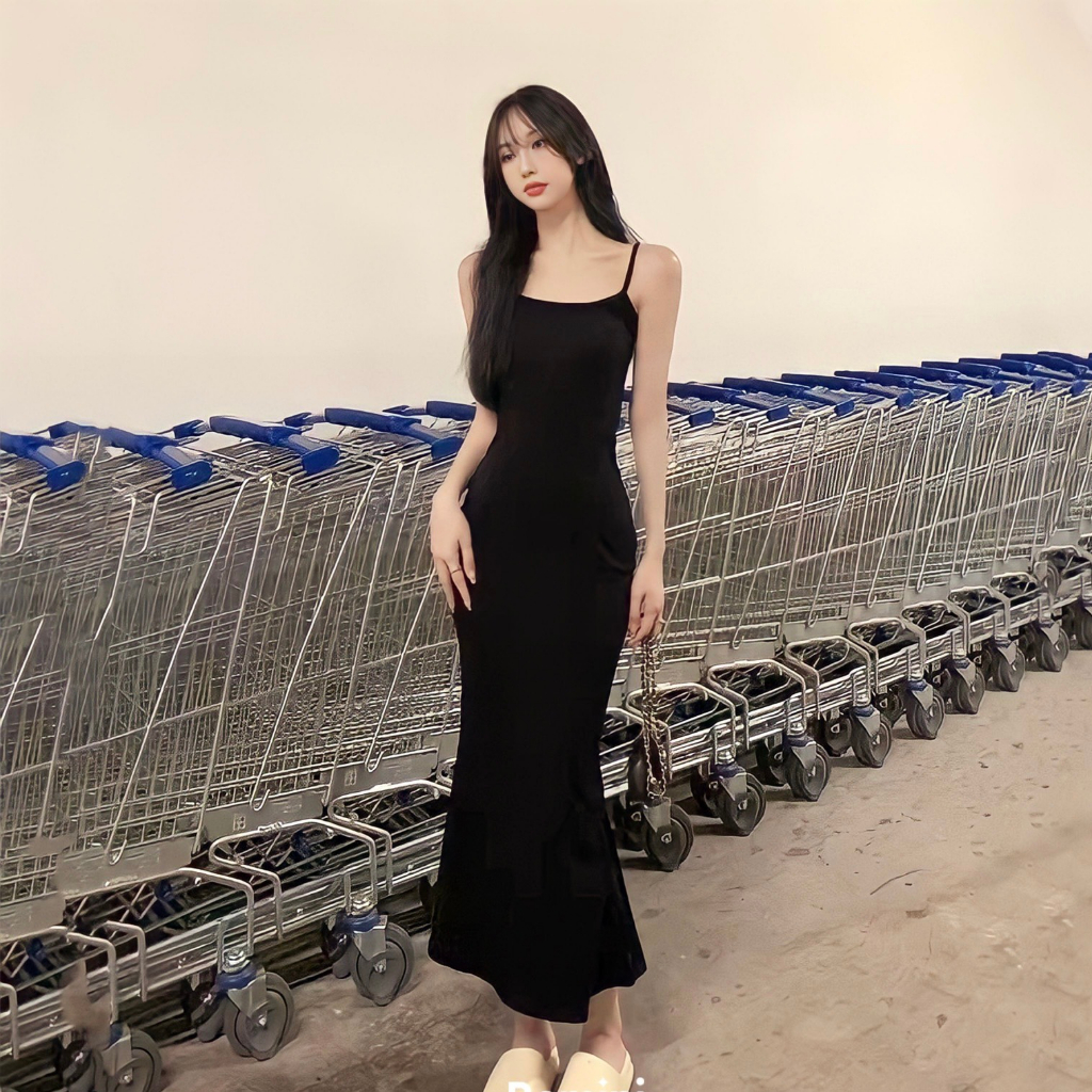 Đầm Maxi Body Dáng Dài Đuôi Cá Len Tăm, Váy Body Nữ 2 Dây Sexy Len Tăm - Sunny House