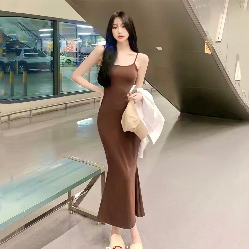 Đầm Maxi Body Dáng Dài Đuôi Cá Len Tăm, Váy Body Nữ 2 Dây Sexy Len Tăm - Sunny House