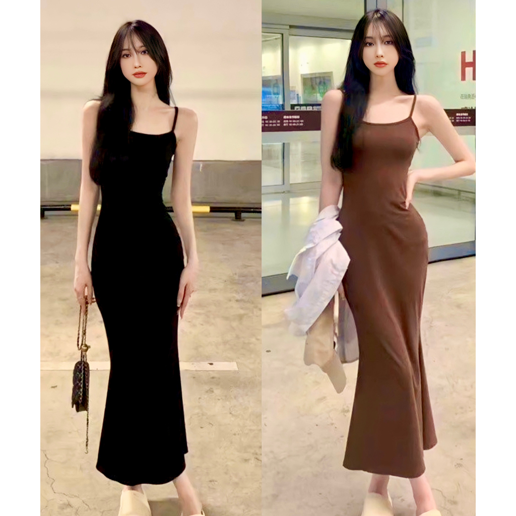 Đầm Maxi Body Dáng Dài Đuôi Cá Len Tăm, Váy Body Nữ 2 Dây Sexy Len Tăm - Sunny House