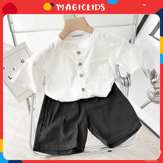 Đồ bộ bé trai 2 3 4 5 6 7 8 9 10 tuổi cộc tay Magickids áo sơ mi đũi quần đùi Quần áo trẻ em đi học đi chơi BD23078