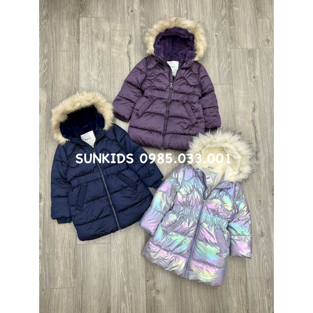 Áo khoác phao bé gái lót lông TU dáng dài