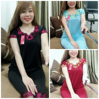 Đồ bộ nữ bộ thun lạnh tay ngắn lửng mặc nhà hàng công ty thiết kế cao cấp