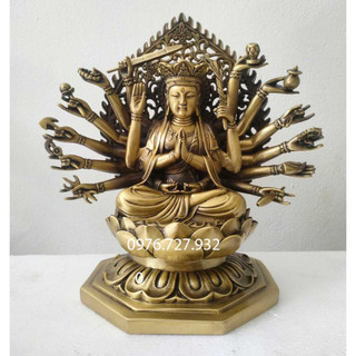 Tượng phật chuẩn đề bằng đồng, tượng chuẩn đề cao 25cm,  Phật mẫu Chuẩn đề,  giá tượng Chuẩn đề bằng đồng