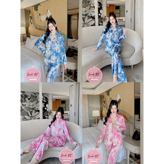 Bộ ngủ pijama mặc nhà xước dài tay loang lv