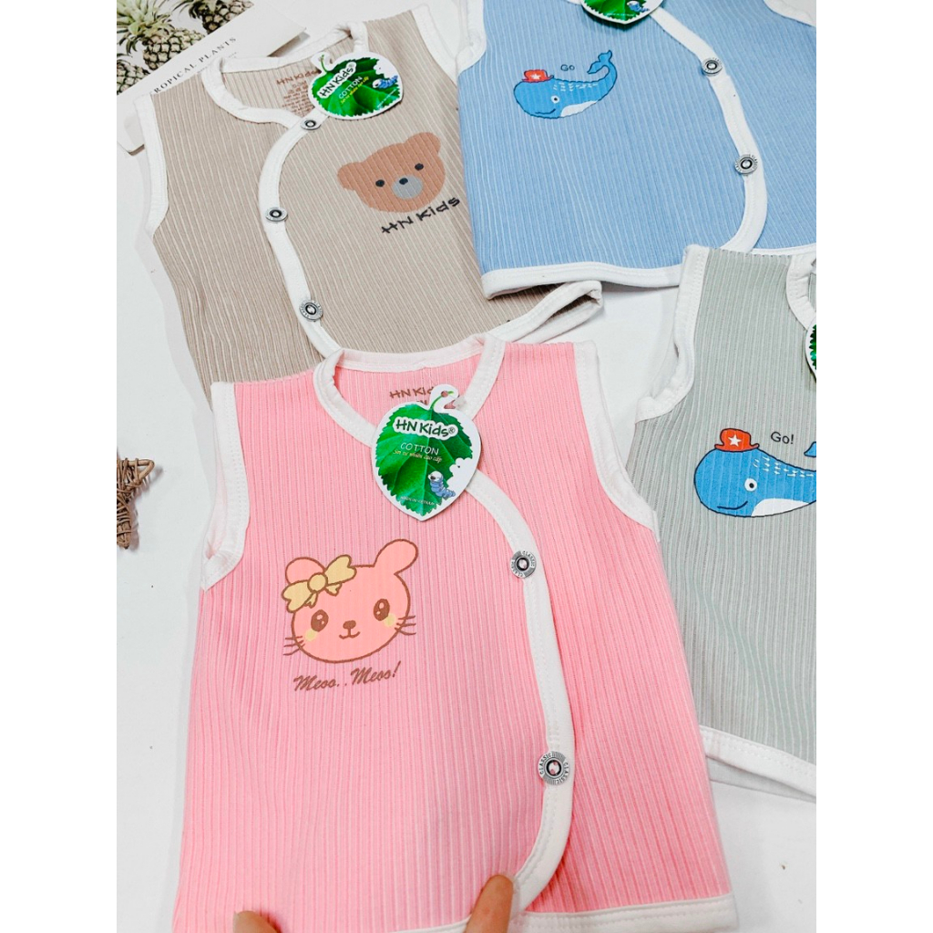 Áo gile cho bé nỉ lót lông cao cấp HN kids ghi lê sơ sinh gi lê trẻ em họa tiết khuy chéo 2X MART