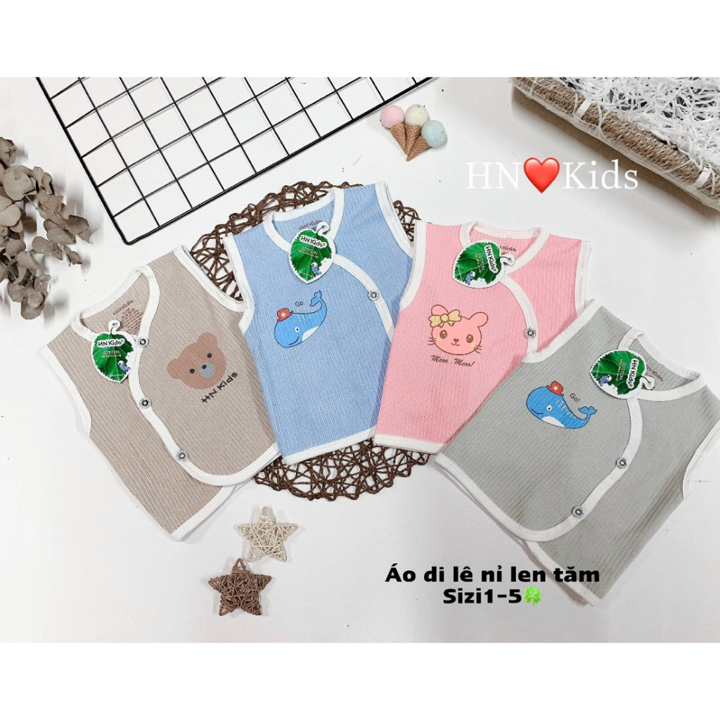 Áo gile cho bé nỉ lót lông cao cấp HN kids ghi lê sơ sinh gi lê trẻ em họa tiết khuy chéo 2X MART