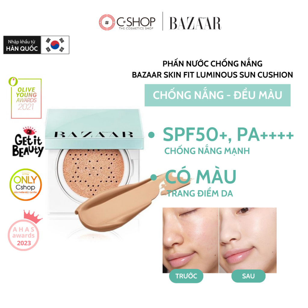 Phấn nước chống nắng giúp nâng tone da Harper Bazaar Skin Fit Luminous Sun Cushion