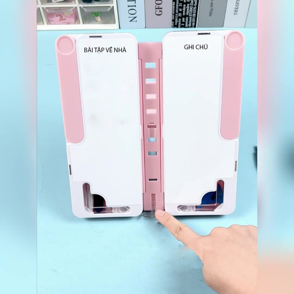 Hộp Bút Kèm Giá Sách 3in1, Hộp Bút Đa Năng Đựng Đồ Dùng Học Tập Cho Bé Tặng Sticker Dễ Thương