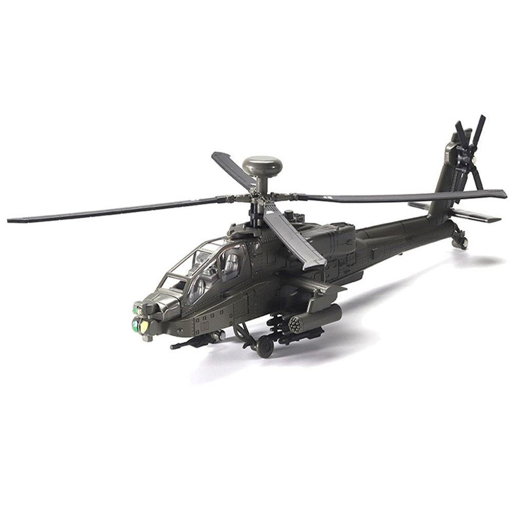 Mô hình máy bay trực thăng chiến đấu AH 64 Apache bằng sắt có đèn và âm thanh dài 28cm