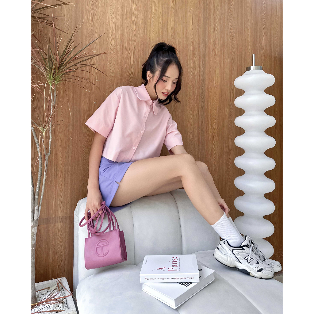 Quần short nữ MIEU kaki ống rộng lưng cao dáng xinh - HA01