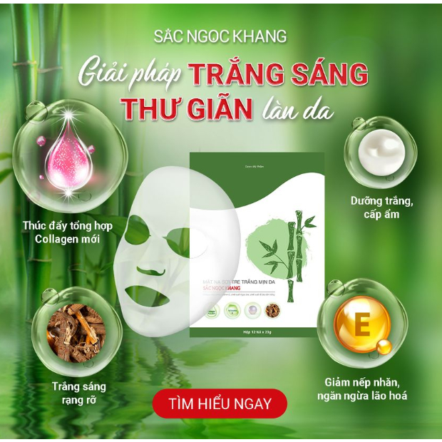 Combo 5 Mặt Nạ Sợi Tre Trắng Mịn Da Sắc Ngọc Khang [5 miếng]