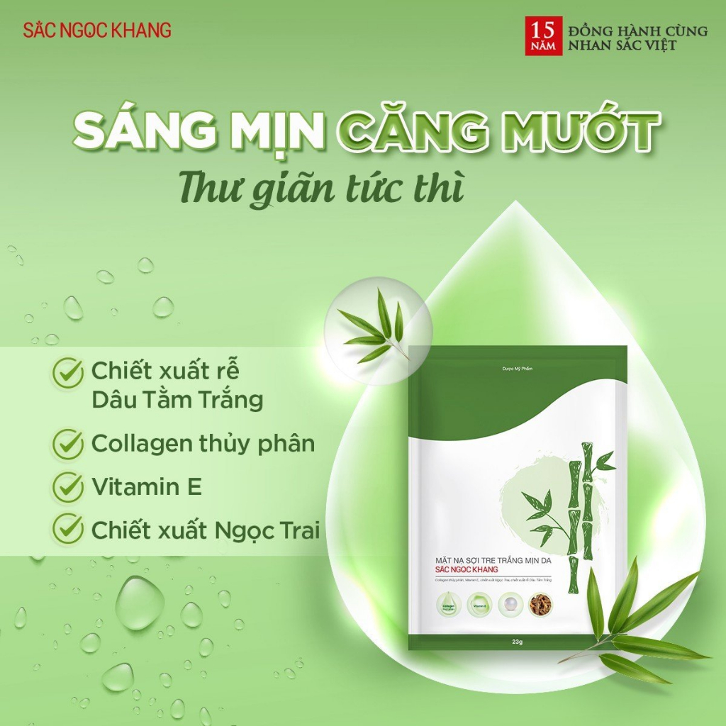 Combo 5 Mặt Nạ Sợi Tre Trắng Mịn Da Sắc Ngọc Khang [5 miếng]