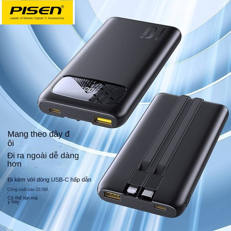 Sạc Dự Phòng mini PISEN POWER BANK 20W/22,5W Fast Charging 10000mAh, có đèn Led hiển thị, USB PD QC