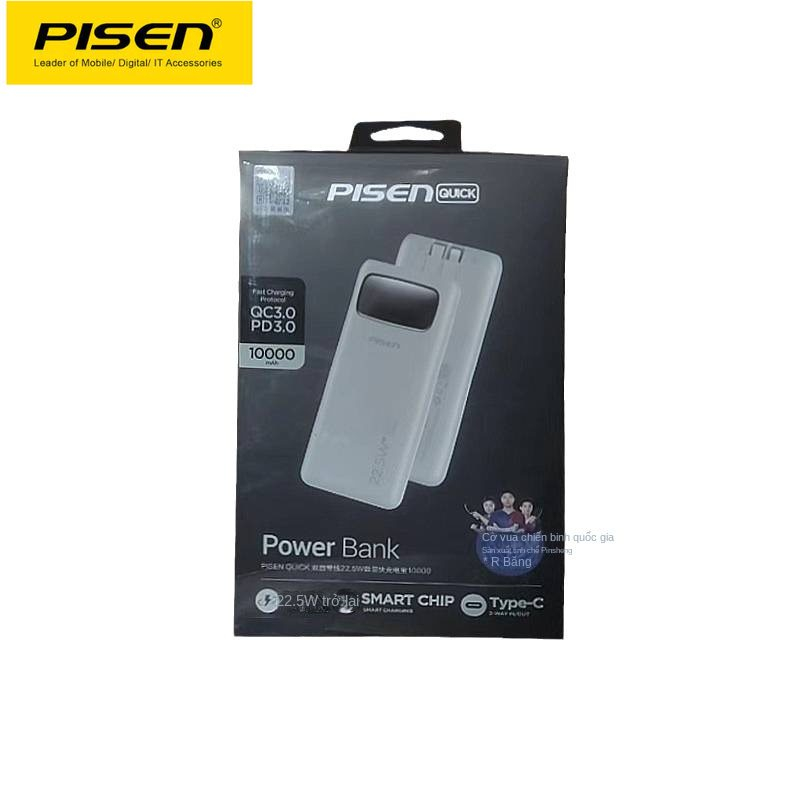 Sạc Dự Phòng mini PISEN POWER BANK 20W/22,5W Fast Charging 10000mAh, có đèn Led hiển thị, USB PD QC