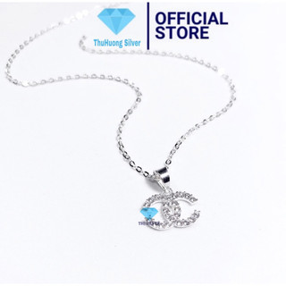  Dây chuyền THJ mặt  đính đá chuẩn bạc ta sáng đẹp-THU HUONG SILVER 