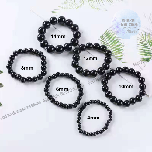 Lẻ Hạt Đá Mã Não - Màu Đen - Size 4mm 6mm,8mm,10mm,12mm - Phụ Kiện Xâu, Mix Phối Vòng Tay Phong Thủy Nam, Nữ