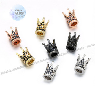Vương Miện Lớn - Charm Phụ Kiện Vòng Tay Phong Thuỷ Trang Sức Nam, Nữ Kim Loại Đồng Zircon