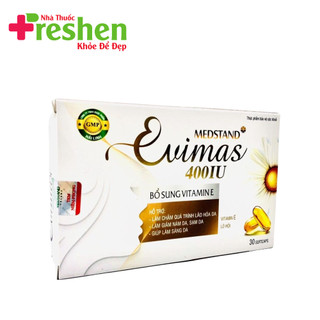 Viên uống đẹp da Vitamin E, dầu hoa anh thảo, lô hội Medstand Evimas 400IU- Hộp 30 Viên