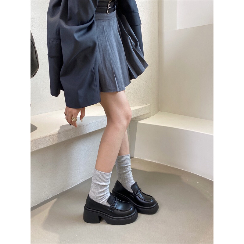 Giày lười mũi tròn đế cao 7cm