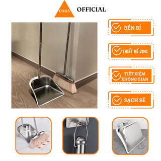 Chổi quét nhà thông minh coka cán dài chắc chắn tiện lợi kèm hót rác