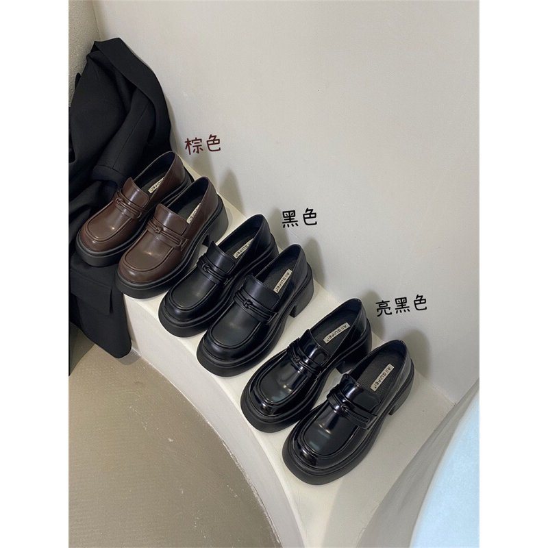 Giày lười mũi tròn đế cao 7cm