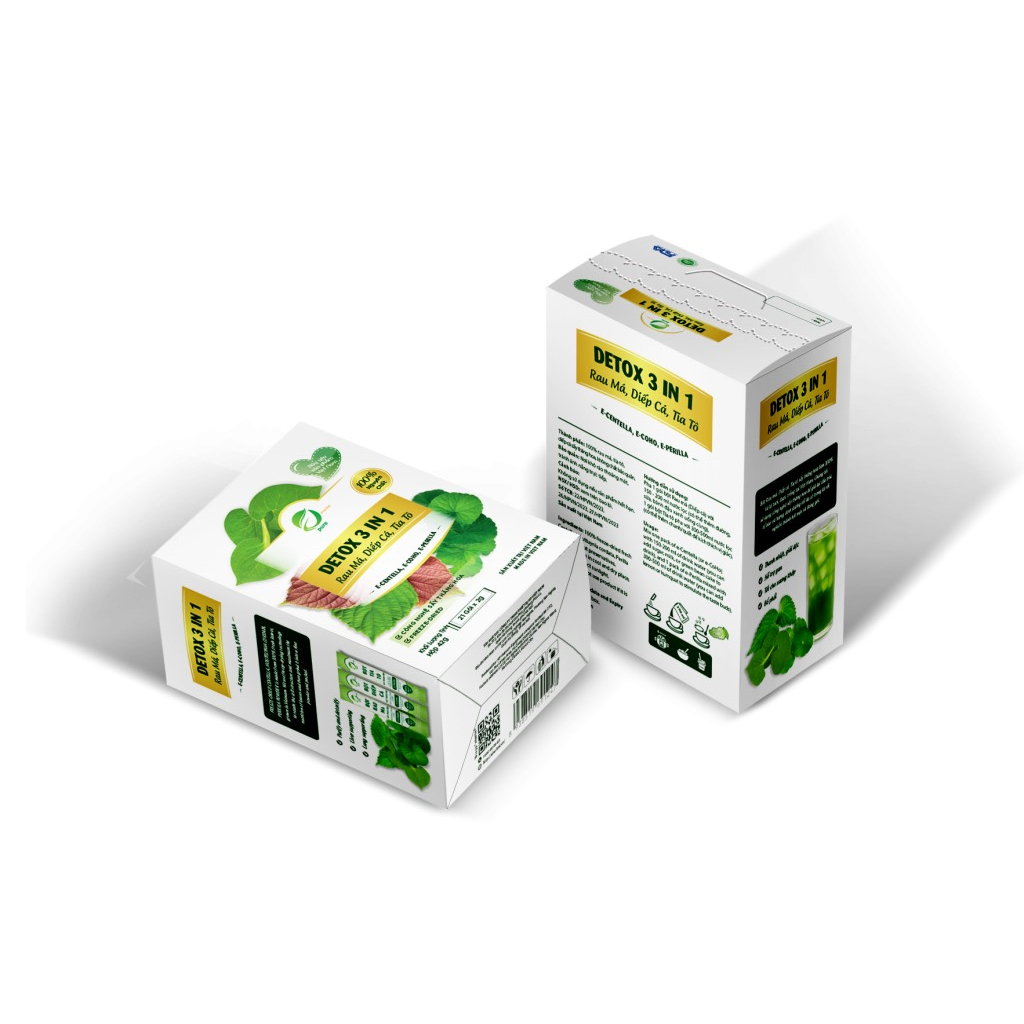 DETOX 3 IN 1 Rau má ,Diếp cá ,Tía tô Sấy Thăng Hoa e- centella Eherbal- Đảm Bảo Hoàn Toàn 100% Dinh Dưỡng .(1 hộp-21 gói