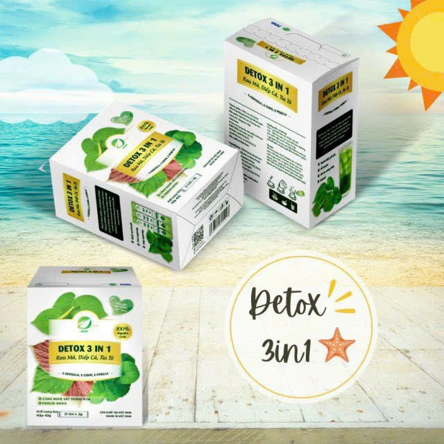 DETOX 3 IN 1 Rau má ,Diếp cá ,Tía tô Sấy Thăng Hoa e- centella Eherbal- Đảm Bảo Hoàn Toàn 100% Dinh Dưỡng .(1 hộp-21 gói