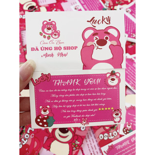 Thiệp cảm ơn dễ thương gấu dâu lotso, card thank you gấu dâu lotso, thiệp cảm ơn gấu dâu lotso