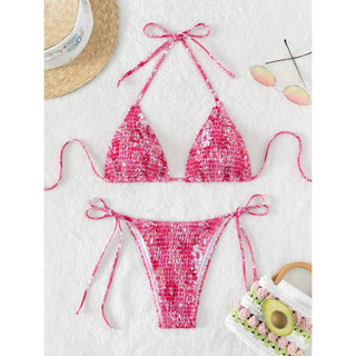 Set bikini 2 mảnh hoạ tiết hoa vải xốp