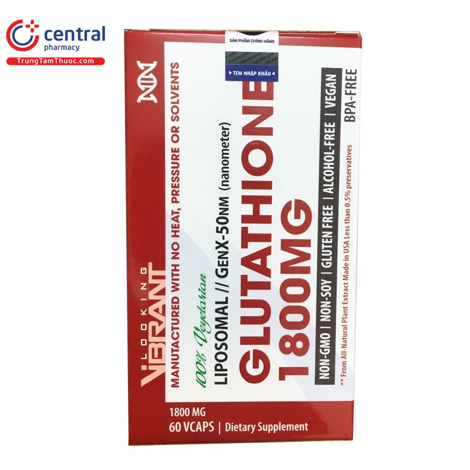 Viên uống Glutathione 1800mg Vibrant làm sáng da- tăng độ đàn hồi cho da - hộp 60 viên - Central Pharmacy