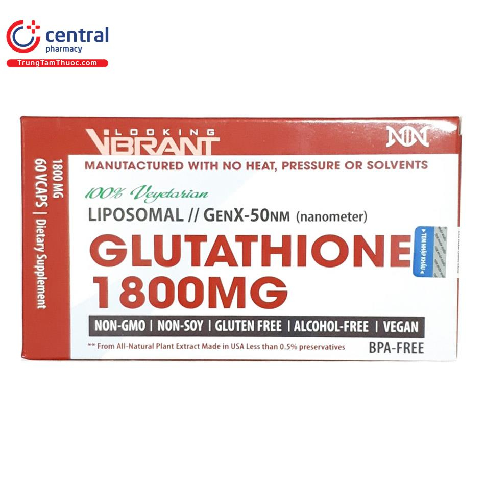 Viên uống Glutathione 1800mg Vibrant làm sáng da- tăng độ đàn hồi cho da - hộp 60 viên - Central Pharmacy