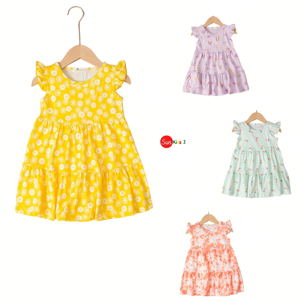 Váy bé gái chất cotton, đầm bé gái size 2-12 tuổi, đầm trẻ em SUNKIDS1 có nhiều màu