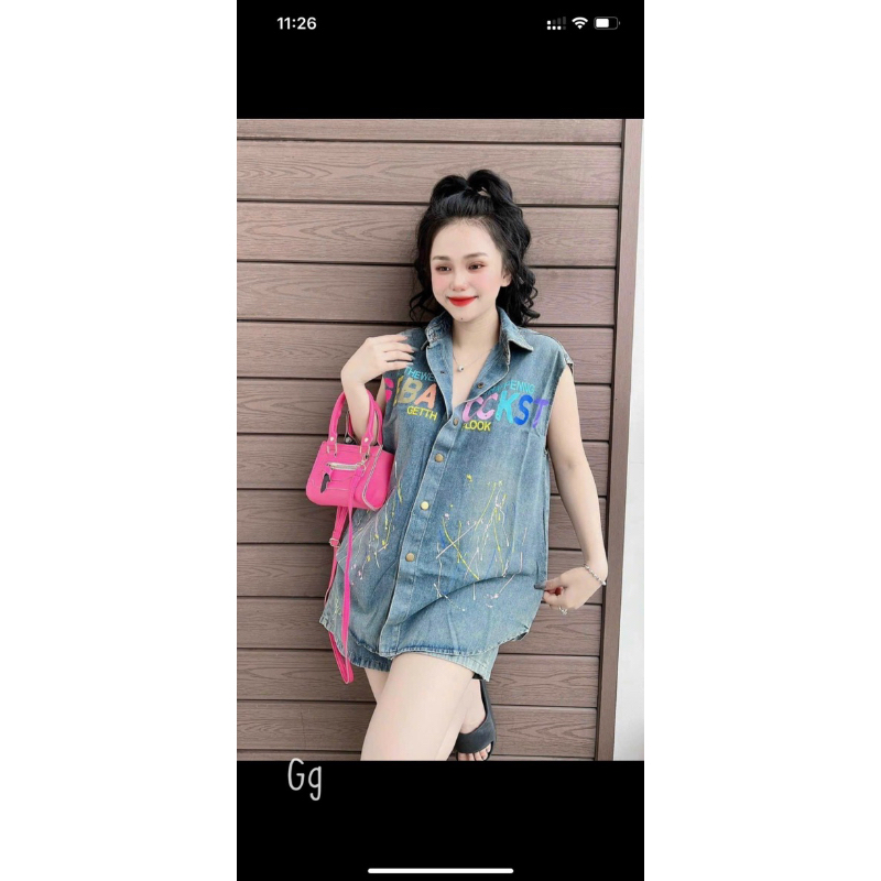 Set Bộ đồ Jean Dày đẹp Sơ Mi Sát Nách Ngắn Tay maM, Set Jean đùi, set Jean phẩy màu