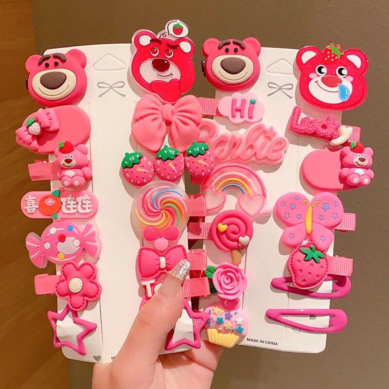 Set 14 kẹp tóc gấu dâu dễ thương