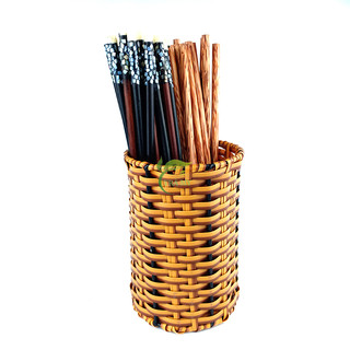 Ống Tròn Nhựa Mây Đan 10 cao 15 cm Đựng Đũa Muỗng Ống Hút Dụng Cụ Bàn Ăn - Mây Tre Trà My