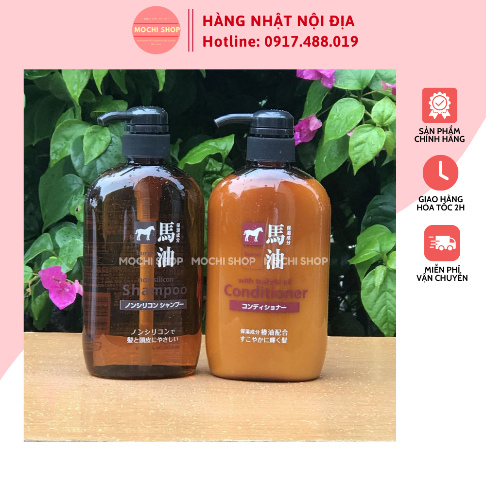 Dầu gội & xả Mỡ Ngựa Kumano Yushi Horse Oil Nhật Bản 600ml - Mochishop