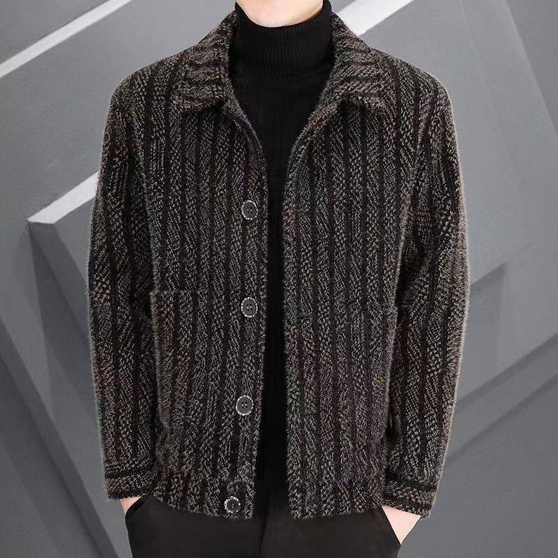 Áo khoác dạ nam dáng ngắn kẻ sọc thời trang lịch lãm