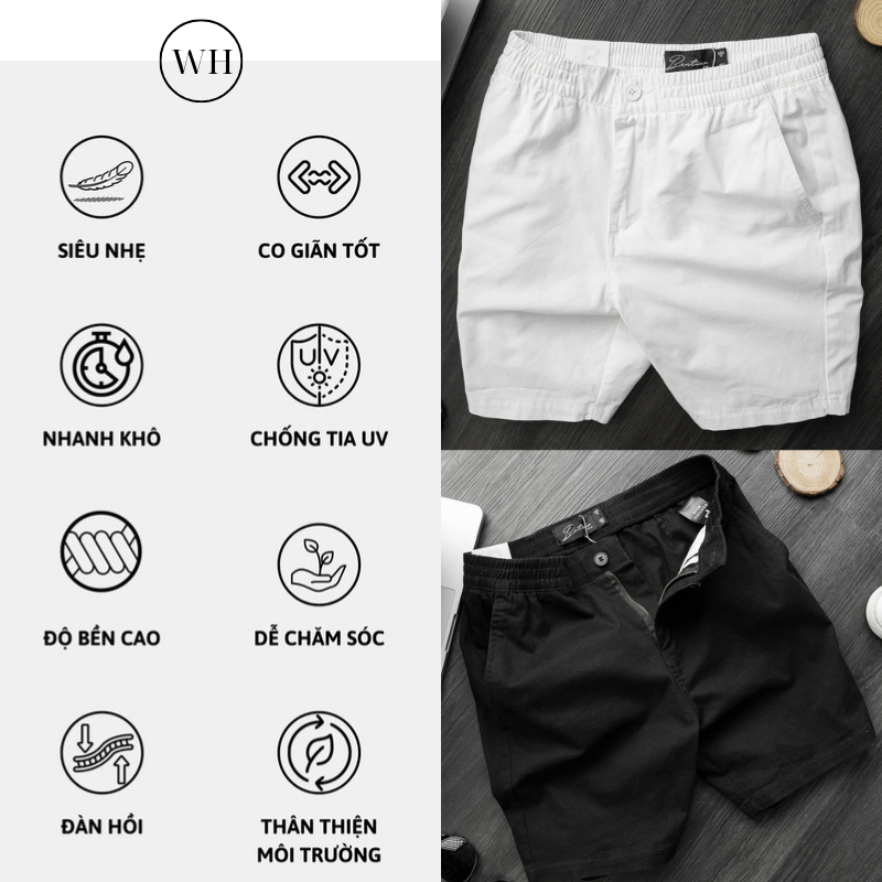 Quần SHORT NAM RELAXED KAKI co giãn form trên gối Whoaha,quần đùi nam kaki chun cao cấp, trẻ trung năng động SUMMER 2023